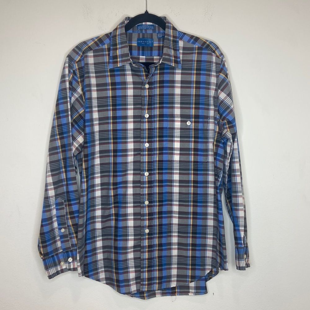 Vintage JC Penny TownCraft  Men’s Plaid Long Sleeve Single Needle, Size-L